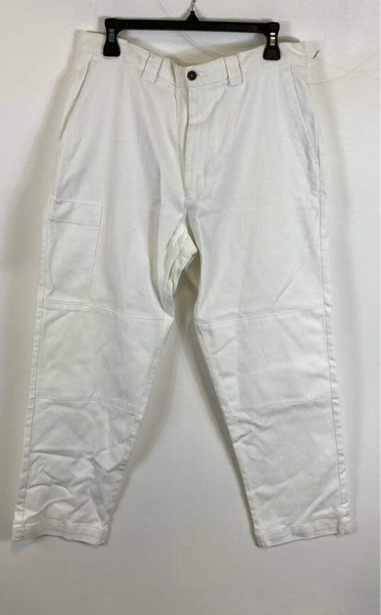 Lardini Mens White Flat Front Pockets Straight Leg Cargo Pants Size 48 image number 1