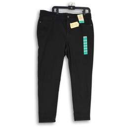 NWT St. John's Bay Womens Black Denim Dark Wash Stretch Skinny Jeans Size 16P