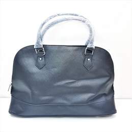 DISSONA Black Leather Large Tote Bag Double Handles Handbag Carryall Gold  Trim