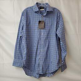 Thomas Dean Collection Men's Blue Long Sleeve Buttoned Polo Shirt 15.5-R