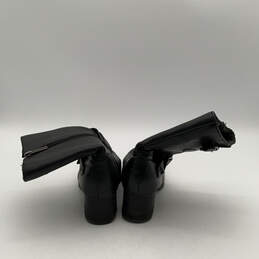 Womens 85041 Black Leather Round Toe Side Zip Block Heel Biker Boots Sz 8.5 alternative image