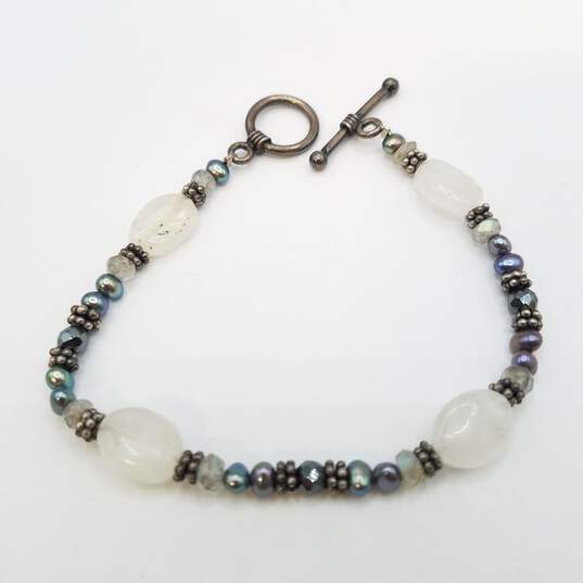 Sterling Silver Multi - Gemstone / Bead Pendant & 7 1/2 Bracelet Bundle 2pcs 20g image number 2
