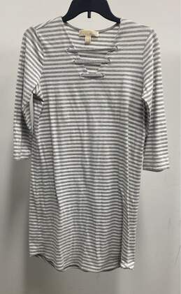 Michael Kors Women Gray Striped Tunic Dress XS