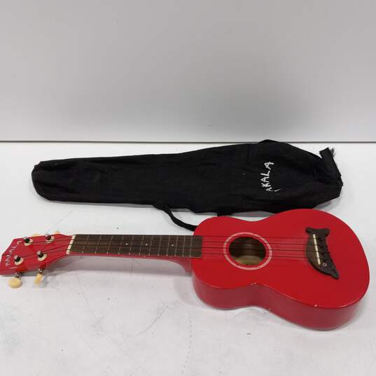 Makala Ukulele Dolphin Bridge Red Model MK-SD-RD & soft Cover image number 1