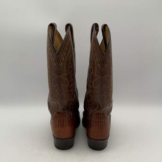 Dan Post Mens Brown Leather Embroidered Knee Length Cowboy Western Boots Sz 9.5 image number 4