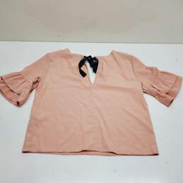 Topshop Peach V-Neck Frilly 1/2 Sleeves Blouse Top Women's US 2 NWT alternative image