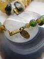VTG Miriam Haskell Grey Banded & Moss Agate & Shell Beaded Pendant Necklace image number 5
