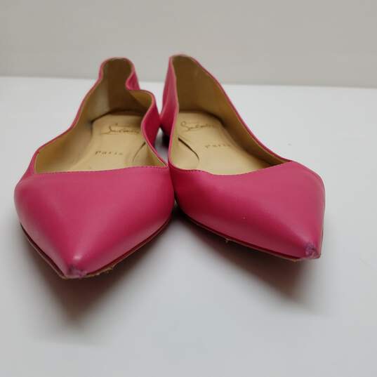 Buy the Authenticated Christian Louboutin Pink Leather Ballalla Ballet ...