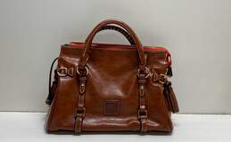 Dooney & Bourke Florentine Brown Leather Tassel Zip Satchel Bag