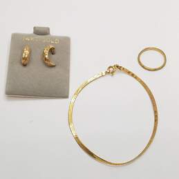 14K Gold Jewelry Ring, Earring, Bracelet Bundle 3pcs. 3.3g