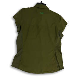 Womens Green Short Sleeve Pointed Collar Button-Up Shirt Size XL alternative image