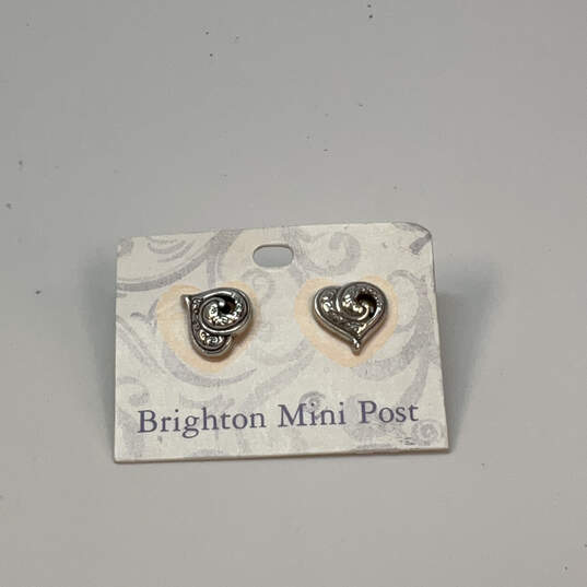 Designer Brighton Silver-Tone Fashionable Heart Shape Stud Earrings image number 2