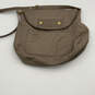 Womens Beige Fold Over Soft Adjustable Strap Zipper Crossbody Bag Purse image number 1