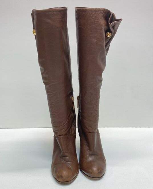 Tory Burch Leather Slouchy Riding Boots Brown 8 image number 3