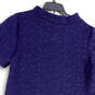 Womens Blue Mock Neck Short Sleeve Pullover Shift Dress Size X-Large image number 4