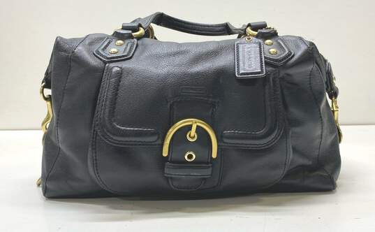 Coach Leather Campbell Buckle Satchel Black image number 1