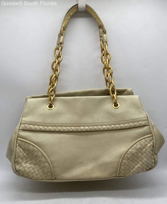 Authentic Bottega Veneta Womens Beige Leather Shoulder Handbag image number 3