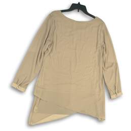 NWT Soft Surroundings Womens Beige Asymmetric Hem Long Sleeve Tunic Blouse Sz M alternative image