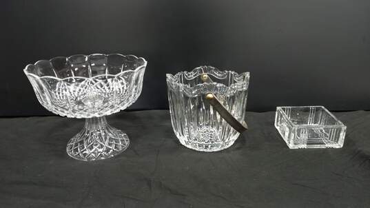 Bundle of Crystal Ice Bucket With Handle, Candy Dish, And Ashtray image number 1