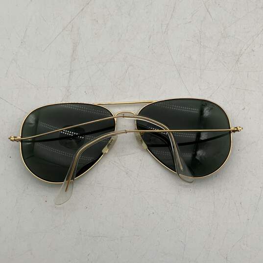 Ray-Ban Mens Gold Full-Frame Green Lens Aviator Sunglasses With Beige Case image number 4