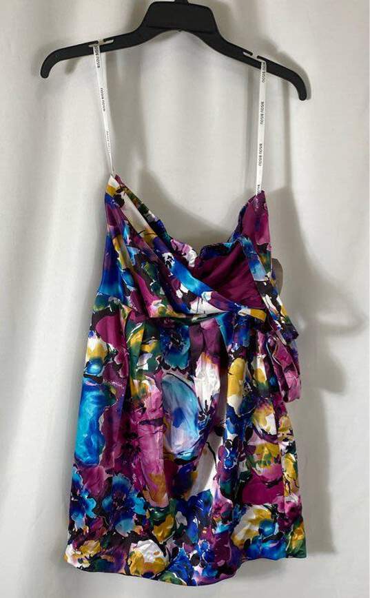 NWT Bisou Bisou Womens Multicolor Floral One Shoulder Mini Dress Size 14 image number 2