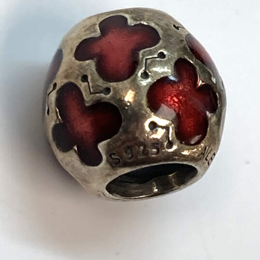 Designer Pandora S925 ALE Sterling Silver Red Enamel Butterfly Beaded Charm image number 3