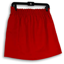 Womens Red Pleated Elastic Waist Slash Pocket Pull-On Mini Skirt Size 6