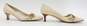 Talbots Tan Embroidered Short Heels Sz 9M image number 5