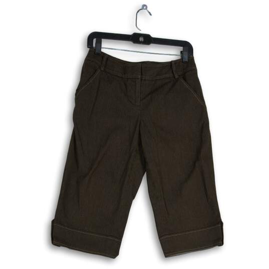 Ann Taylor Loft Womens Brown Slash Pocket Flat Front Capri Pants Size 4 image number 1