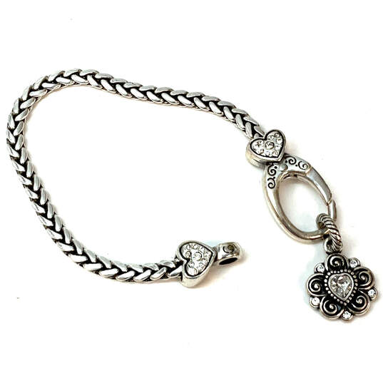 Designer Brighton Silver-Tone Braided Chain Detachable Heart Charm Bracelet image number 4