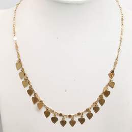 Elegant 16k Rose Gold Heart Tassel Collar Necklace 8.1g