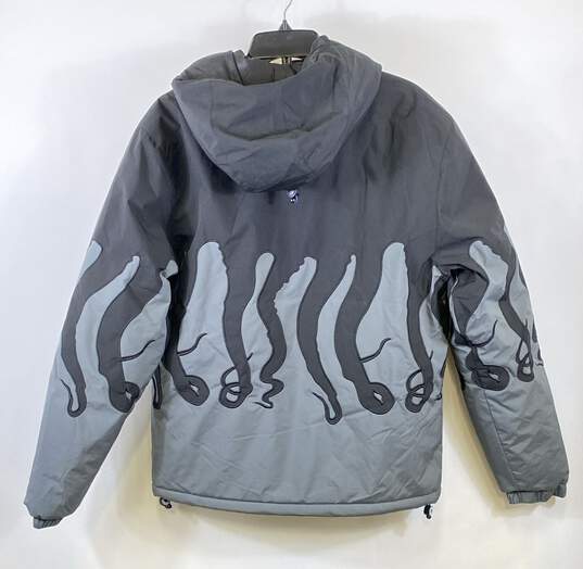 NWT Octopus Unisex Adults Black Gray Long Sleeve Hooded Layer Puffer Jacket Sz M image number 2