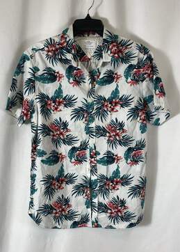 Cactus Mens Multicolor Cotton Floral Hawaiian Slim Fit Button-Up Shirt Size M