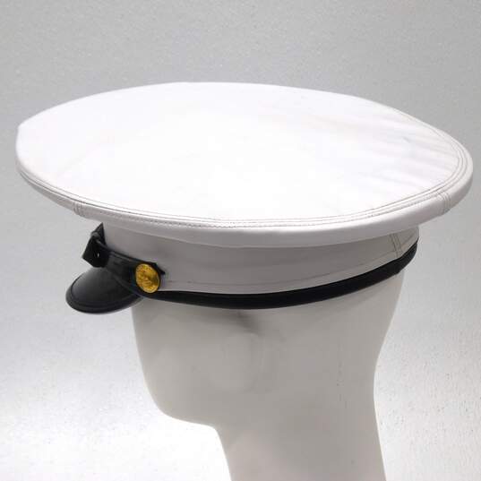 USMC Marine Corps Dress Blue Enlisted Vinyl Service White Dress Cap Hat Size 7 image number 3