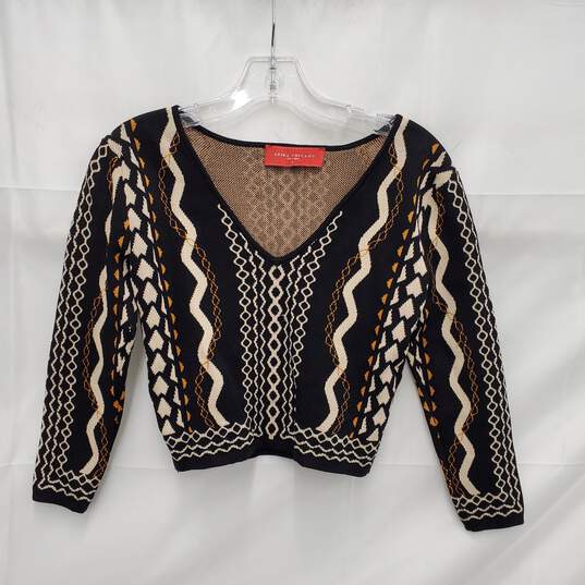 Akira Chicago Red Label WM's V Neck Brown & Cream Pattern Top Size SM image number 1