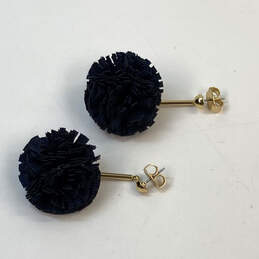 Designer J. Crew Gold-Tone Push Back Classic Black Pom Pom Drop Earrings alternative image