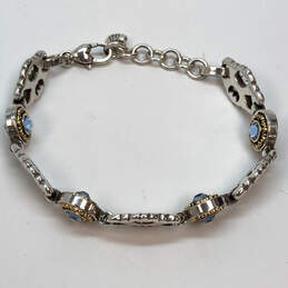 Designer Brighton Two-Tone Blue Crystal Stone Engraved Link Chain Bracelet alternative image