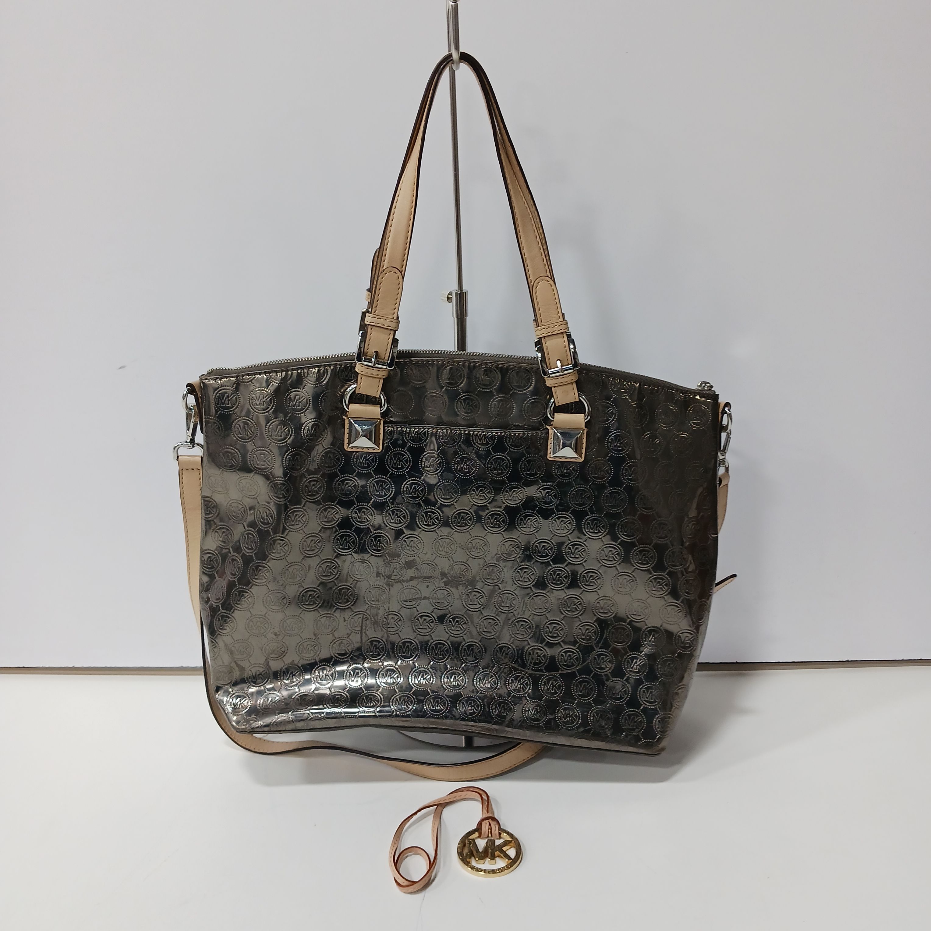 Michael Kors Snake Print Beige Shiny Leather Handbag Purse | eBay