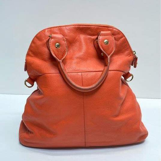 Emma Fox Orange Leather Top Zip Hobo Tote Bag image number 2
