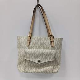 Michael Kors Ivory/Brown Logo Jet Set Tote Bag