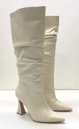 Vince Camuto Alinkay Beige Leather Tall Knee Heel Boots Size 10 M