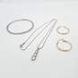 Sterling Silver CZ Pendant 18in Necklace Hoop Earrings 6 1/2in Hinge Bracelet Bundle 3pcs 14.8g image number 1