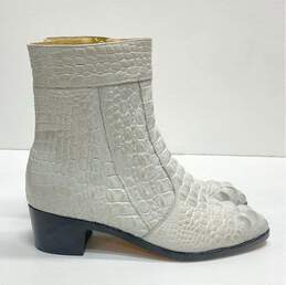 Crazy Horse Croc Leather Ankle Cowboy Boots White 7.5