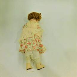 Vintage 15inch Porcelain Doll Short Curly Red Hair Brown Eyes Floral Dress alternative image