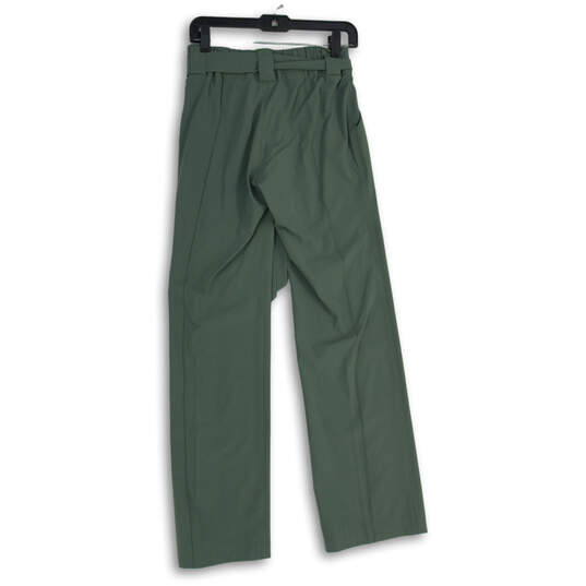 Womens Green Flat Front Slash Pocket Belted Wide Leg Ankle Pants Size 2 image number 2