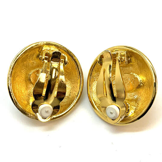 Designer Joan Rivers Two-Tone Bee Rhinestone Round Clip-On Stud Earrings image number 3