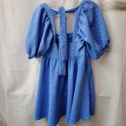 Free People Blue Puff Sleeve Mini Babydoll Dress Sz XS alternative image