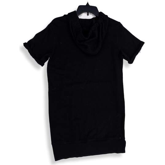 Calvin Klein Womens Black Drawstring Short Sleeve Hooded T-Shirt Dress Size M image number 2