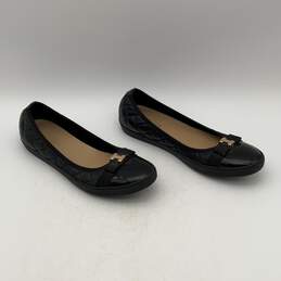 Sesto Meucci Womens Black Gold Leather Quilted Slip On Ballet Flats Size 10 alternative image