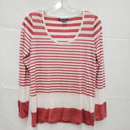 Vince WM's Rayon & Polyester Red & White Stripe Blouse Size SM
